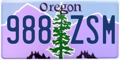 OR license plate 988ZSM