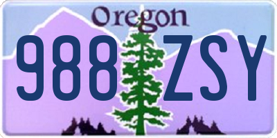 OR license plate 988ZSY