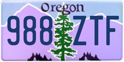 OR license plate 988ZTF