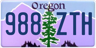 OR license plate 988ZTH