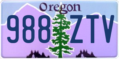 OR license plate 988ZTV