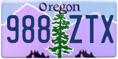 OR license plate 988ZTX