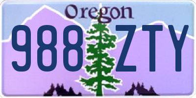 OR license plate 988ZTY