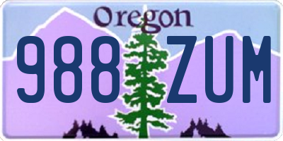OR license plate 988ZUM