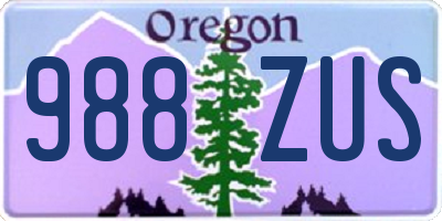 OR license plate 988ZUS