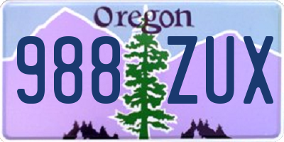OR license plate 988ZUX