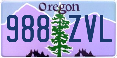 OR license plate 988ZVL