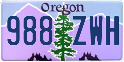 OR license plate 988ZWH