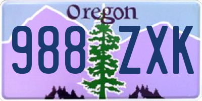 OR license plate 988ZXK