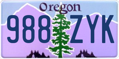 OR license plate 988ZYK