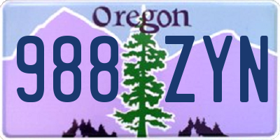 OR license plate 988ZYN