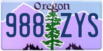 OR license plate 988ZYS