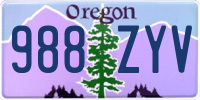 OR license plate 988ZYV