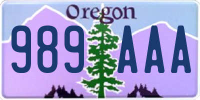 OR license plate 989AAA