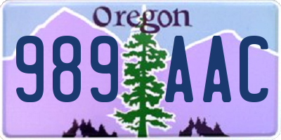 OR license plate 989AAC