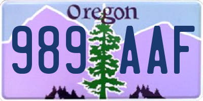 OR license plate 989AAF
