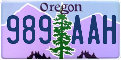 OR license plate 989AAH