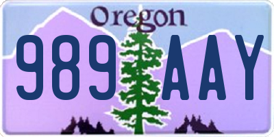 OR license plate 989AAY