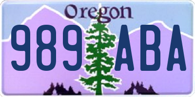 OR license plate 989ABA
