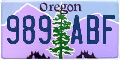 OR license plate 989ABF