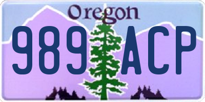 OR license plate 989ACP
