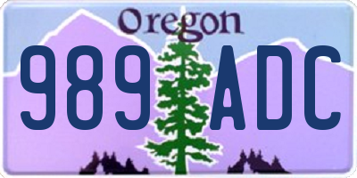 OR license plate 989ADC