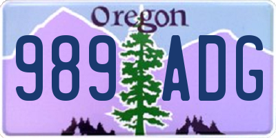 OR license plate 989ADG