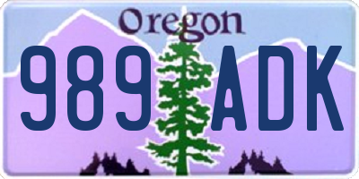 OR license plate 989ADK
