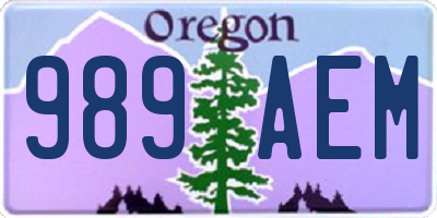 OR license plate 989AEM