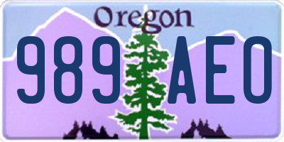 OR license plate 989AEO