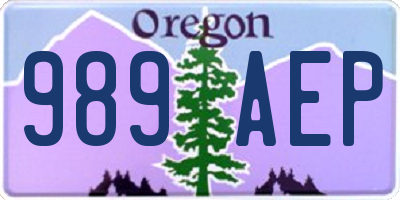 OR license plate 989AEP