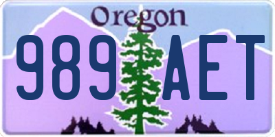 OR license plate 989AET