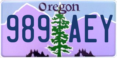 OR license plate 989AEY