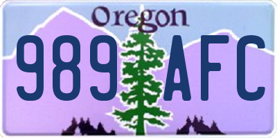OR license plate 989AFC