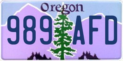 OR license plate 989AFD