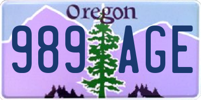 OR license plate 989AGE