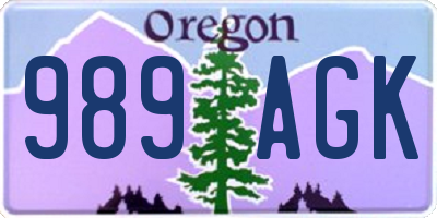 OR license plate 989AGK