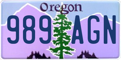 OR license plate 989AGN