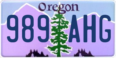 OR license plate 989AHG