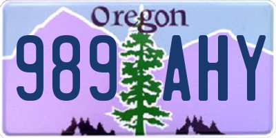 OR license plate 989AHY