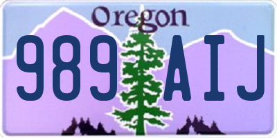 OR license plate 989AIJ