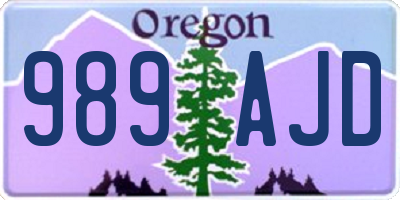 OR license plate 989AJD