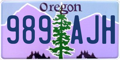 OR license plate 989AJH