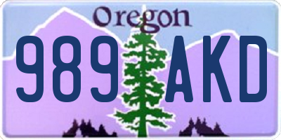 OR license plate 989AKD