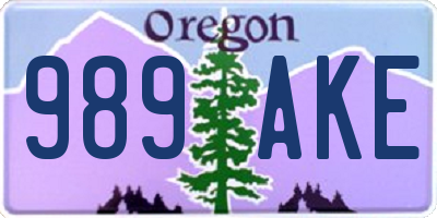 OR license plate 989AKE