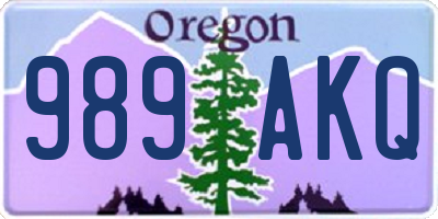 OR license plate 989AKQ