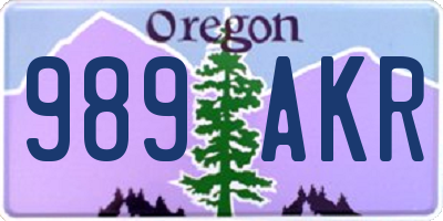 OR license plate 989AKR