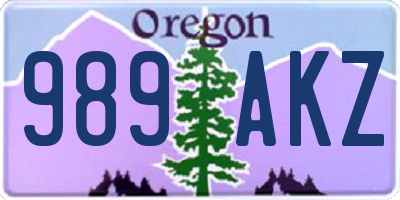 OR license plate 989AKZ