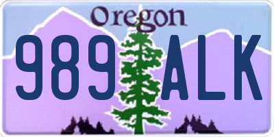 OR license plate 989ALK