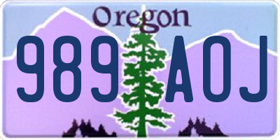 OR license plate 989AOJ